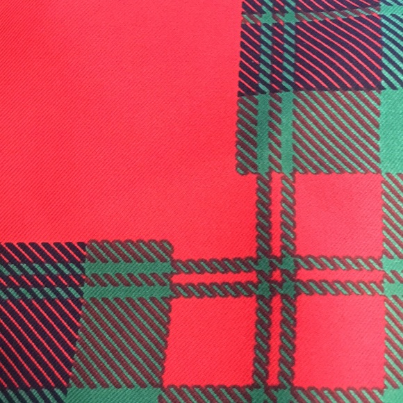 NWOT Cremieux Silk Square Scarf Red      W/ Green Plaid - Picture 4 of 8